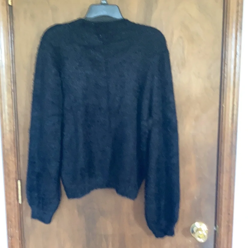 Relist 2/15 ❌ Cara Santana x Nine West black sweater w sequin chevron stripe XL - Picture 9 of 14